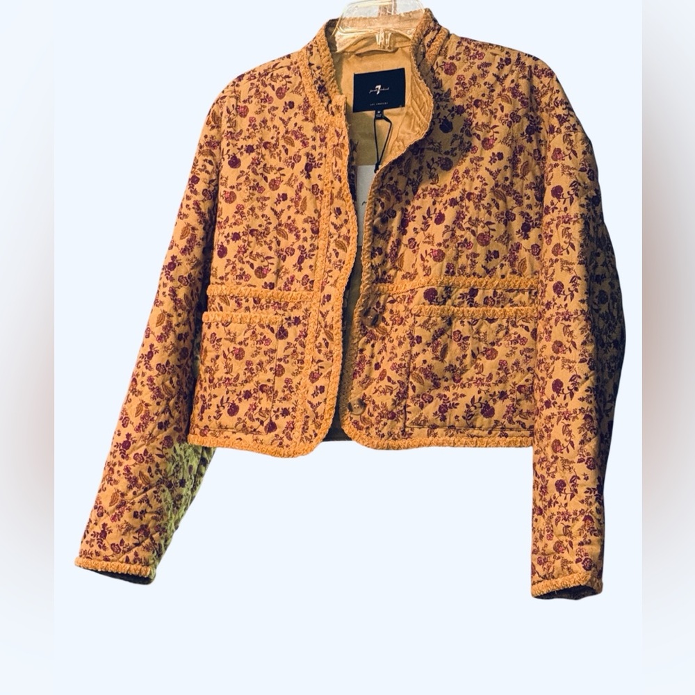 7 For All Mankind Quilted Floral Cropped Jacket